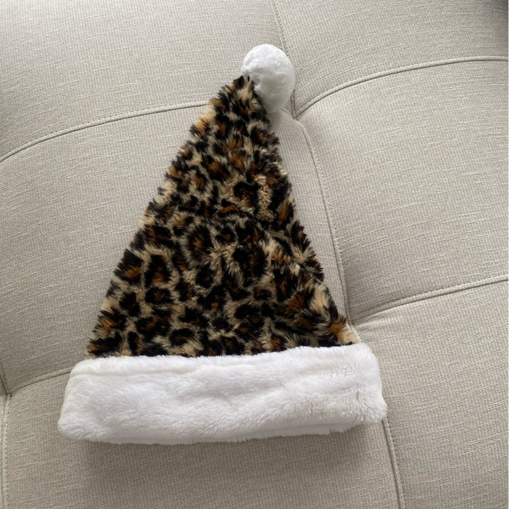 Leopard Print Santa Hat - Picture 2 of 4